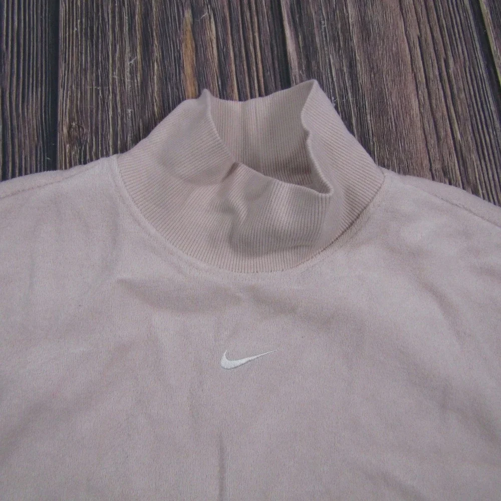 Nike Mock Neck Sweatshirt Mens Small Pink Fleece Pullover Center Swoosh